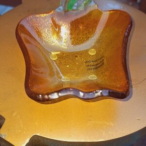 Amber Glass Apple-Shaped Dish
